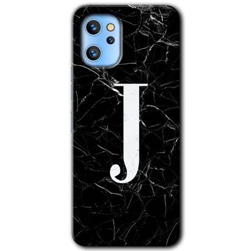 Reeder S19 Max Pro Kılıf HD Desen Baskılı Arka Kapak - Siyah Mermer Desenli J Harfi
