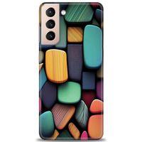 Samsung Galaxy S21 FE Kılıf HD Baskılı Kılıf - Renkli Taşlar + Tam Ekran Koruyucu