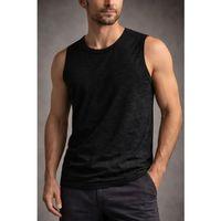 Erkek Flamlı Kumaş Sıfır Kolsuz Atlet Basic Spor Üst, Günlük Ve Fitness Kullanımına Uygun - Siyah