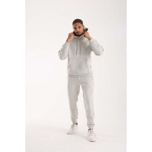 Şardonlu Kanguru Cepli Sweatshirt - 3 İplik Şardonlu Lastik Paça Erkek Eşofman Altı- Eşofman Takımı - Mineral Gri