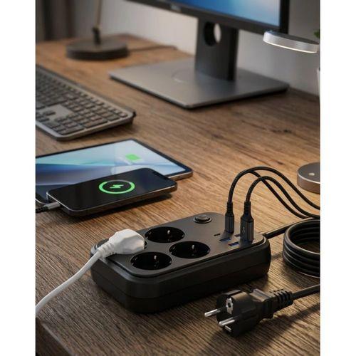 Çoklu Priz Ve Usb Şarj Ünitesi 4 Soket 2 Type C Güvenli Enerji Yönetimi