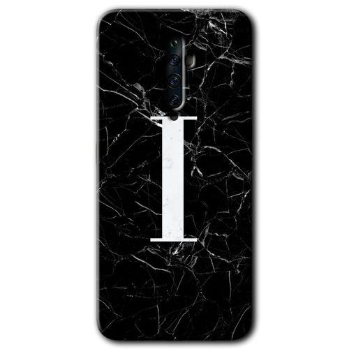 Oppo Reno 2z Kılıf HD Desen Baskılı Arka Kapak - Siyah Mermer Desenli İ Harfi