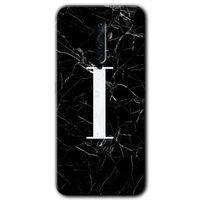 Oppo Reno 2z Kılıf HD Desen Baskılı Arka Kapak - Siyah Mermer Desenli İ Harfi