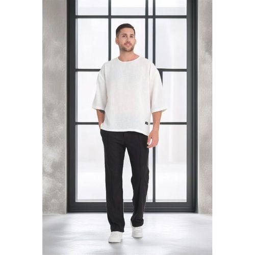 Bisiklet Yaka Fakir Kol Oversize Kısa Kol T-shirt - Beyaz