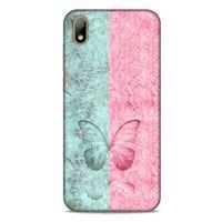 Huawei Y5 2019 Kılıf Kelebek Etkisi (30) Silicone Case Turkuaz Pembe