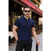 Erkek Fermuarlı Yakalı Kısa Kollu Tshirt