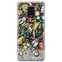 Xiaomi Redmi Note 9S Kılıf Fitness Doodle Arka Kapak Koruma Desenli Full Koruyucu