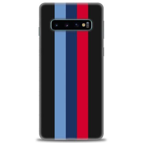 Samsung Galaxy S10 Kılıf HD Baskılı Kılıf - Bordo Mavi Çubuklar + Tam Ekran Koruyucu