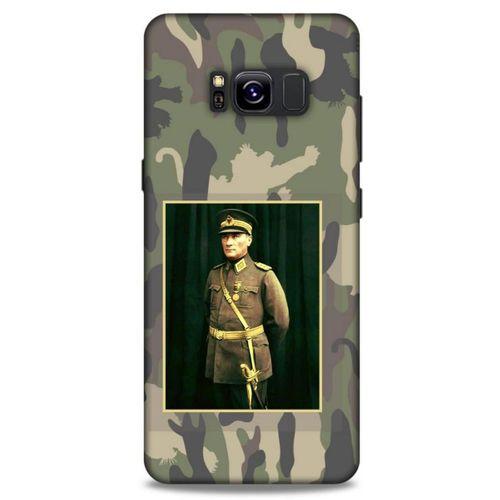 Samsung Galaxy S8 Kılıf Atatürk (13) Silikon Kap Kamuflaj