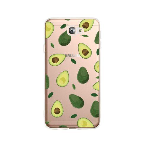 Samsung J7 Prime Avokado Desenli Premium Şeffaf Silikon Kılıf