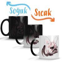 Pug Köpek Fransız Bulldog Sihirli Kupa Bardak Porselen
