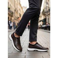 BA0244 İçi Dışı Hakiki Deri Bantlı Rahat Taban Casual Kahverengi Erkek Ayakkabı