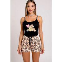 Renkli Ayıcık Desenli Askılı Şortlu Kadın Pijama Takımı