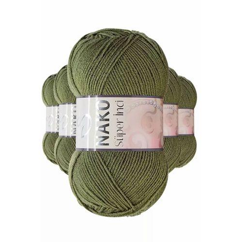 5 Adet Süper İnci El Örgü İpi 100 gr Haki 4234
