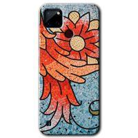 Realme C21 Kılıf Baskılı Kapak - Mozaik Çiçek + 5D Tam Kaplayan Cam