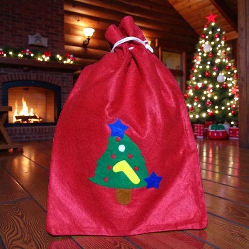 NOEL BABA HEDİYE ÇUVALI ÇAM AĞAÇLI ÇUVAL KÜÇÜK BOY 40X30 CM NOEL BABA ÇUVALI YILBAŞI SÜSLERİ