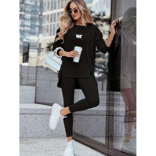 Kadın Uzun Kollu Bisiklet Yaka Nervurlu Viskon Iki Iplik Ve Tayt Pantolon Ikili Takım