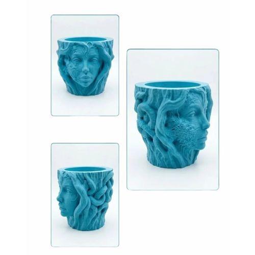 Minimalist Kadın Yüzü Heykel Tasarımlı 3d Dekoratif Saksı Vazo