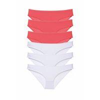 6 adet Eko Set Likralı Kadın Slip Külot Fuşya Beyaz