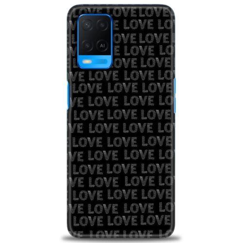 Oppo A54 Kılıf HD Baskılı Kılıf - Black Love + Tam Ekran Koruyucu