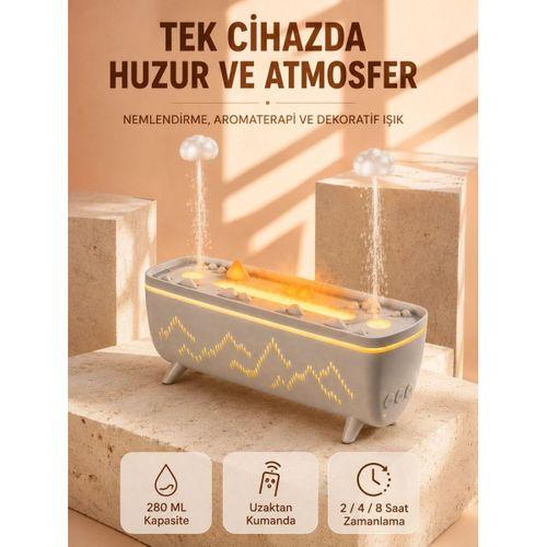 Aroma Difüzörü 280 Ml Yağmur Damlası Efektli Hava Nemlendirici Uzaktan Kumandalı Led Işıklı
