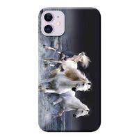 iPhone 11 Kılıf Beyaz Atlar Baskılı Esnek TPU Silikon