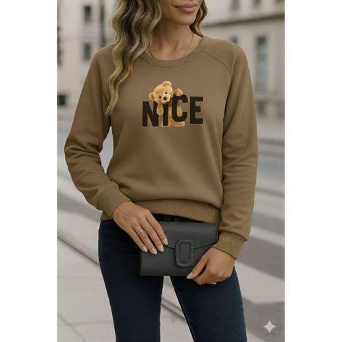 Kadın Uzun Kollu Bisiklet Yaka Viskon Iki Iplik Bluz