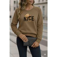 Kadın Uzun Kollu Bisiklet Yaka Viskon Iki Iplik Bluz