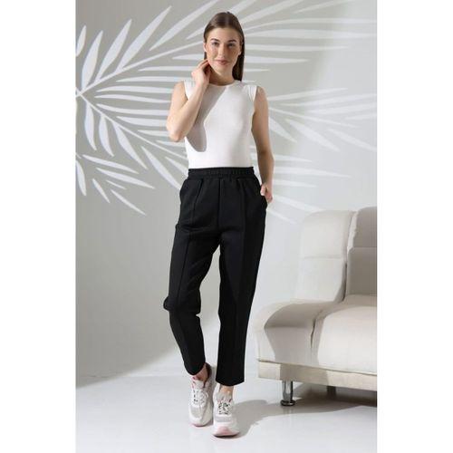 Kadın Uzun Kollu Dalıç Kumaş Cep Detay Beli Lastikli ütüsüz Pantolon