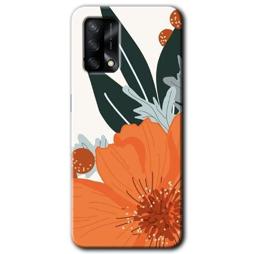 BeRa Aksesuar Oppo A74 Kılıf Baskılı Kapak - Portakal Çiçeği +Tam Kaplayan Mat Seramik