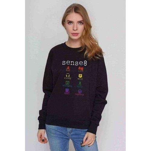 Sense8 Minimalist Symbols & Name Colour Baskılı Siyah Kadın Sweatshirt