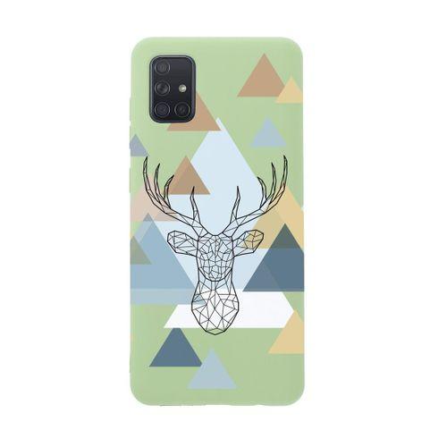 Samsung A71 Polygon Deer Premium Silikonlu Telefon Kılıfı