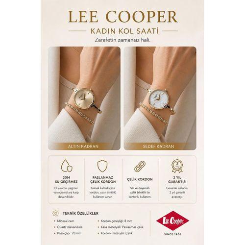 Lee Cooper Gold Minimal İnce Bilezik Kadın Kol Saati Şık Ve Zarif 2 yıl Garantili+Bileklik C8350.110
