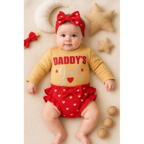Daddy's Girl Bandanalı Kız Bebek Takımı