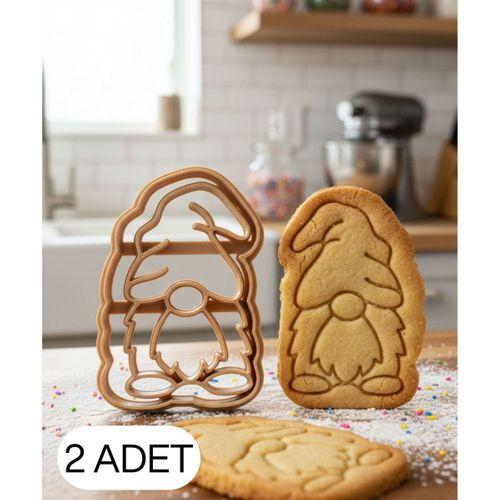 2Li Mini Uzun Şapkalı Noel Cücesi Kurabiye Kalıbı Gnome Çift Parça Hamur Kesici Şeker ve Oyun Hamuru