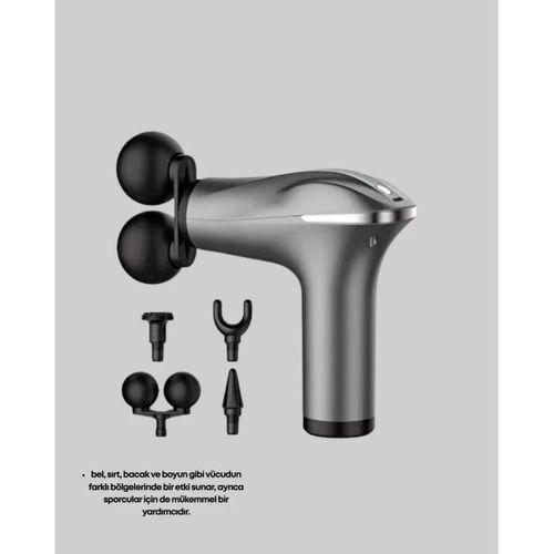 Portatif Şarjlı Masaj Tabancası 4 Başlık Derin Doku Masaj Aleti