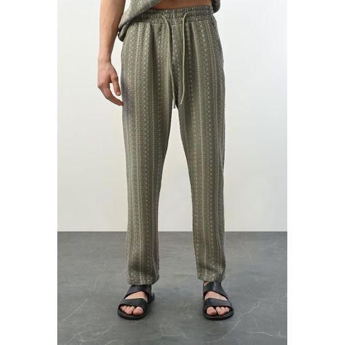 Bohem Çizgili Örme Kumaş Erkek Pantolon - Çağla