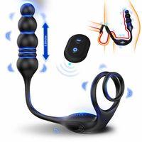 Şarjlı Uzaktan Kumandalı İleri Geri Hareketli Penis Halkalı Beads Perine Prostat Uyarıcı Vibratör