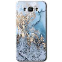 Galaxy J7 2016 Kılıf HD Desen Baskılı Arka Kapak - Eski Mermer + Kırılmaz Cam