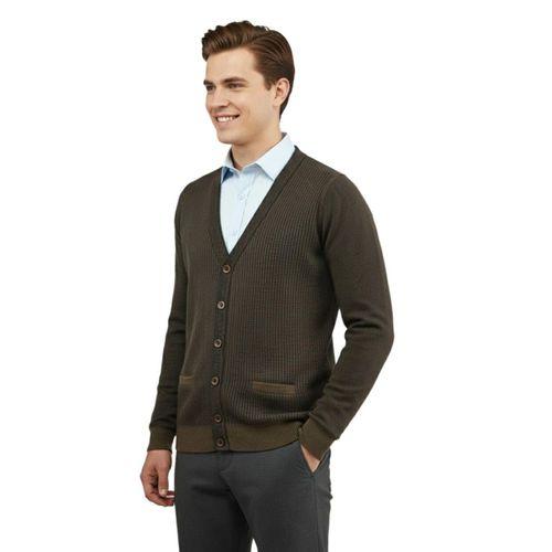 Erkek Düğmeli Hırka Cepli Çelik Örgü Klasik Kalıp 5208M BGL-ST04965