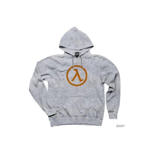 Half Life Logo Gri Kapşonlu Sweatshirt Hoodie
