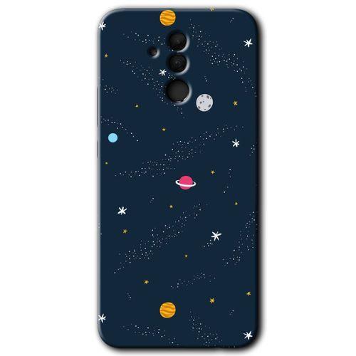 MRCİLETİSİM Huawei Mate 20 Lite Kılıf HD Desen Baskılı Arka Kapak + Temperli Cam - Çizim Gezegen