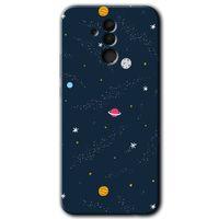 MRCİLETİSİM Huawei Mate 20 Lite Kılıf HD Desen Baskılı Arka Kapak + Temperli Cam - Çizim Gezegen