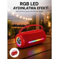 360 Rgb Led'li Taşınabilir Bluetooth Hoparlör – Kırmızı, Usb/tf Destekli