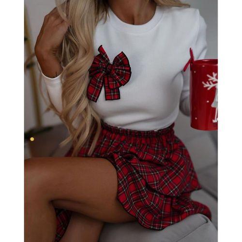 Kadın Dijital Baskılı Dalgıç Kumaş Fıyonk Aksesuarlı Takım