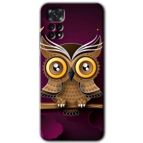 Xiaomi Redmi Note 11s 5G Global HD Baskılı Kılıf + 9D Tam Ekran Koruyucu - Owl Bird Branch