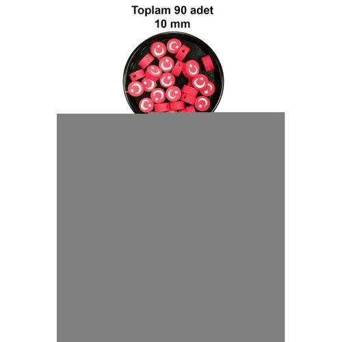 90 Adet 10 mm Polimer Kil Fimo Boncuk Takı Bileklik + 5 Metre Misina Hediye - Karışık - Bayrak - Ayıcık