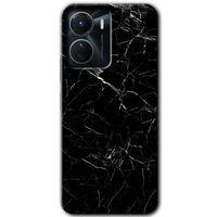 Vivo Y16 Kılıf HD Desen Baskılı Arka Kapak - Siyah Mermer