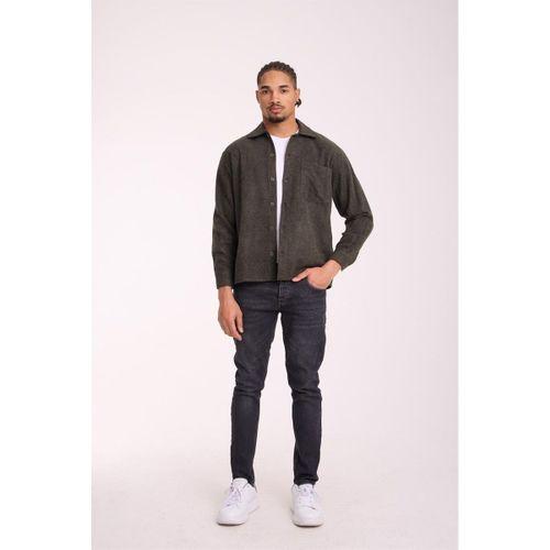 Frankel Kaşe Kumaş Tek Cepli Relaxed Fit Erkek Gömlek - Haki
