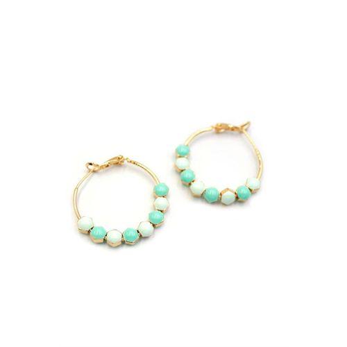 Mineli Halka Küpe - Turkuaz